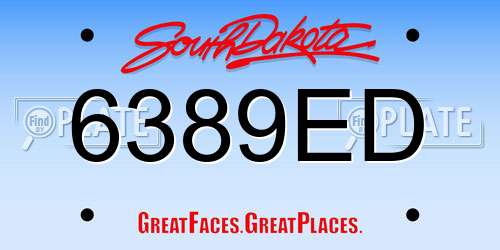 6389ED South Dakota License Plate