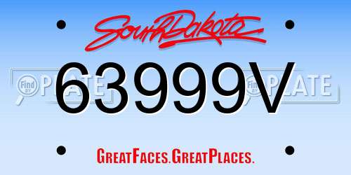 63999V South Dakota License Plate