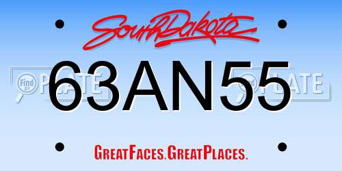 63AN55 South Dakota License Plate
