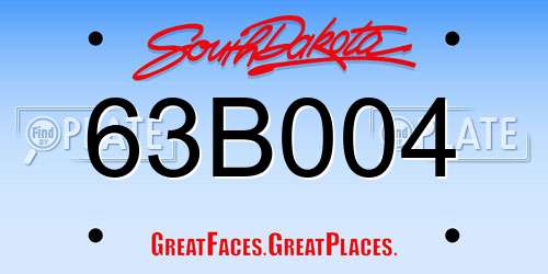 63B004 South Dakota License Plate
