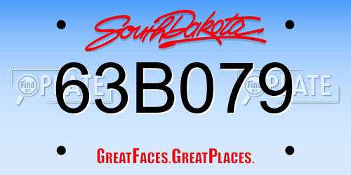 63B079 South Dakota License Plate