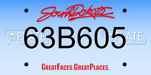 63B605 South Dakota License Plate