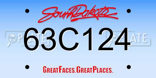 63C124 South Dakota License Plate
