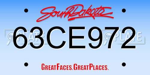 63CE972 South Dakota License Plate