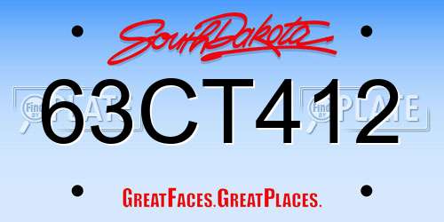 63CT412 South Dakota License Plate