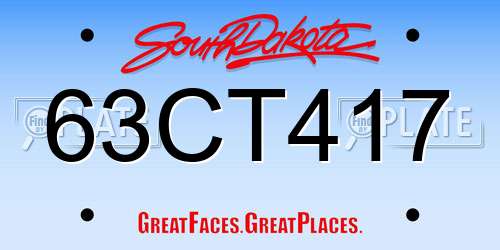 63CT417 South Dakota License Plate