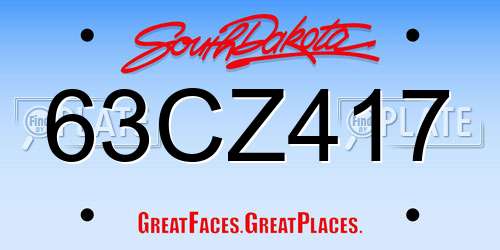 63CZ417 South Dakota License Plate