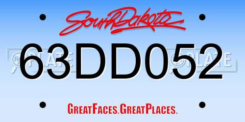 63DD052 South Dakota License Plate