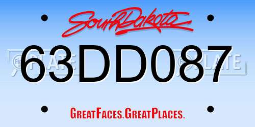 63DD087 South Dakota License Plate