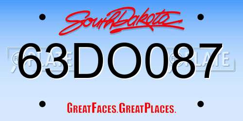 63DO087 South Dakota License Plate