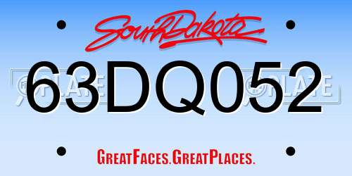 63DQ052 South Dakota License Plate