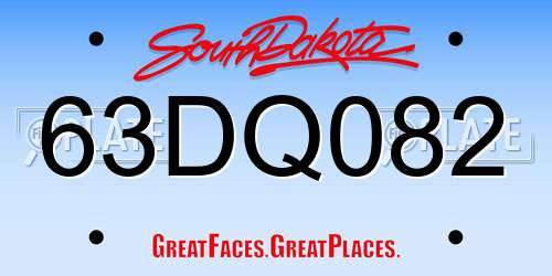 63DQ082 South Dakota License Plate