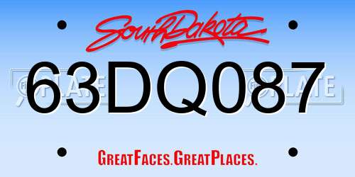 63DQ087 South Dakota License Plate