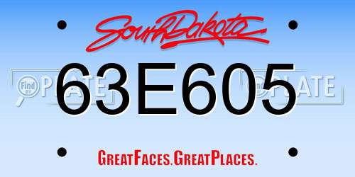 63E605 South Dakota License Plate