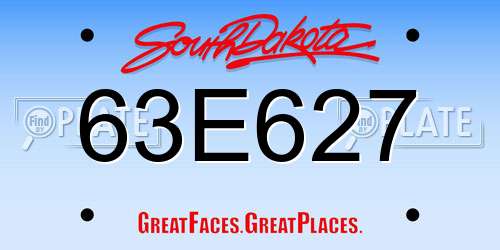 63E627 South Dakota License Plate