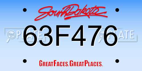 63F476 South Dakota License Plate