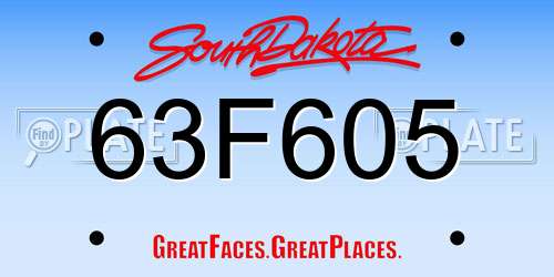 63F605 South Dakota License Plate