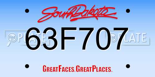 63F707 South Dakota License Plate