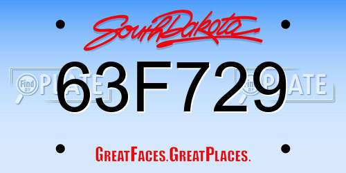 63F729 South Dakota License Plate