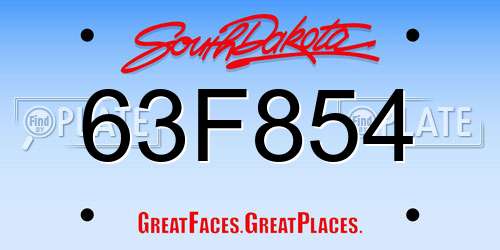 63F854 South Dakota License Plate