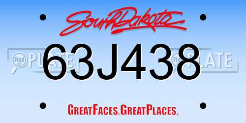 63J438 South Dakota License Plate