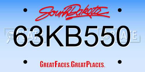 63KB550 South Dakota License Plate