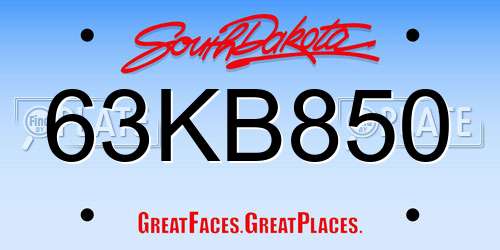 63KB850 South Dakota License Plate