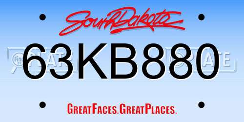 63KB880 South Dakota License Plate