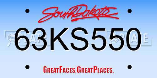 63KS550 South Dakota License Plate