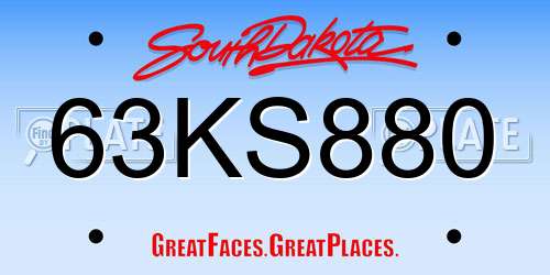 63KS880 South Dakota License Plate