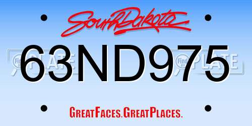 63ND975 South Dakota License Plate