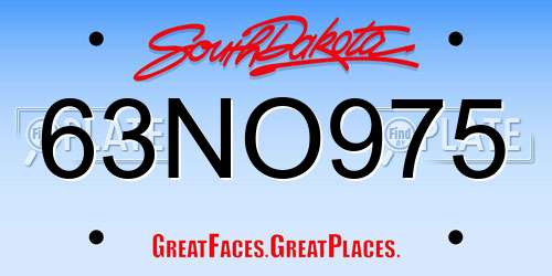 63NO975 South Dakota License Plate