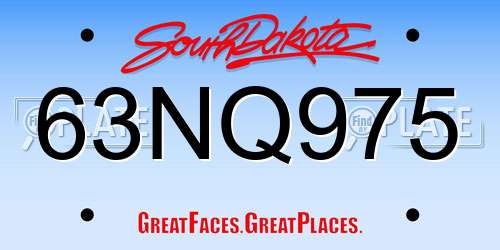 63NQ975 South Dakota License Plate