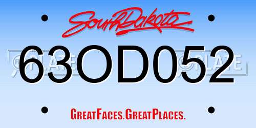 63OD052 South Dakota License Plate