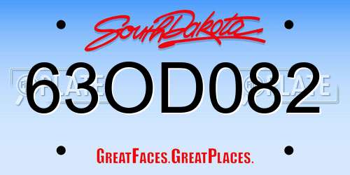 63OD082 South Dakota License Plate