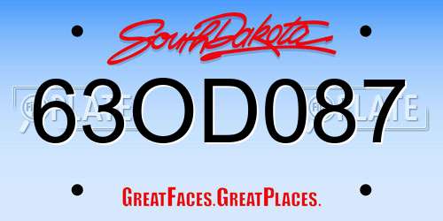 63OD087 South Dakota License Plate