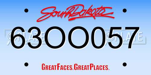 63OO057 South Dakota License Plate