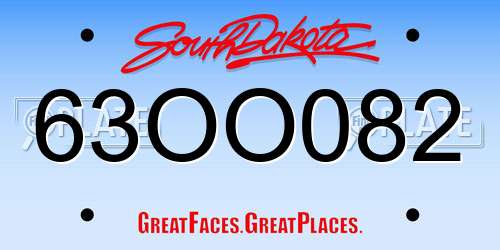 63OO082 South Dakota License Plate