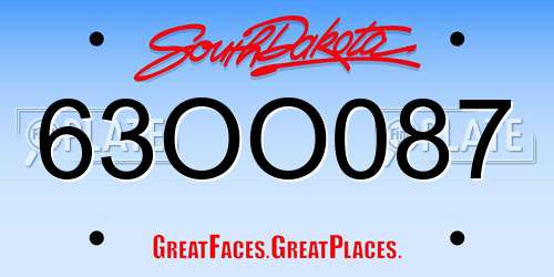 63OO087 South Dakota License Plate