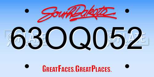 63OQ052 South Dakota License Plate
