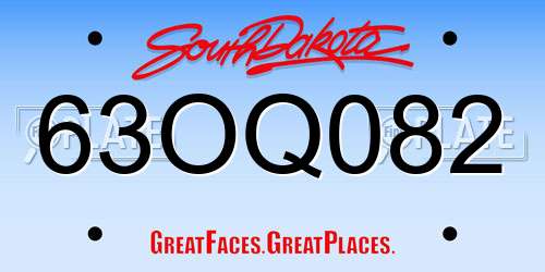 63OQ082 South Dakota License Plate