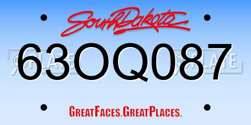 63OQ087 South Dakota License Plate