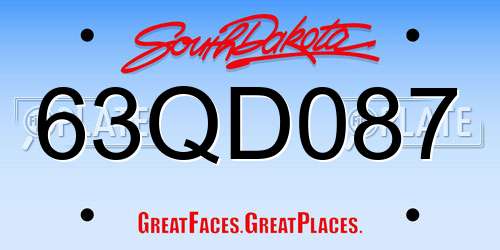 63QD087 South Dakota License Plate