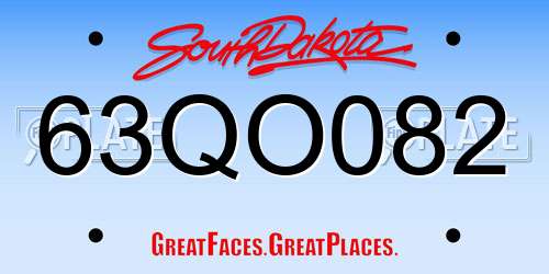 63QO082 South Dakota License Plate