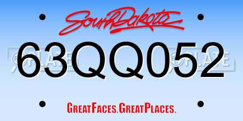 63QQ052 South Dakota License Plate