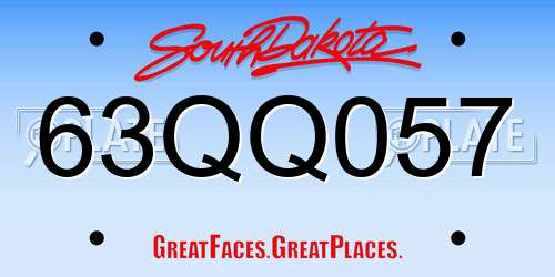 63QQ057 South Dakota License Plate