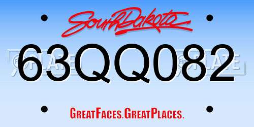 63QQ082 South Dakota License Plate
