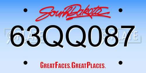 63QQ087 South Dakota License Plate