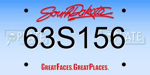 63S156 South Dakota License Plate