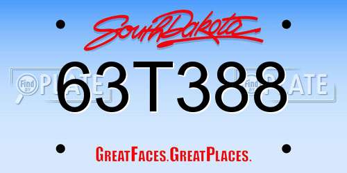 63T388 South Dakota License Plate